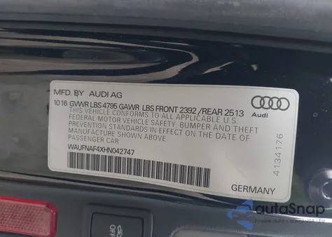 2017 Audi A4 2.0T Premium z USA, uszkodzony, nr VIN WAUFNAF4XHN042747